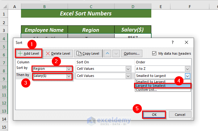 Sort Numbers Based on Criteria in Excel 