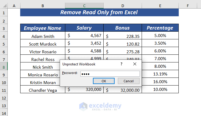 Remove Read Only from Excel Protected Workbook