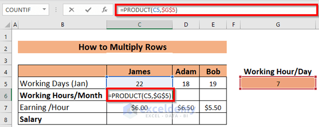 How to Multiply Rows in Excel
