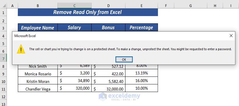 Remove Read Only from Excel Protected Worksheet