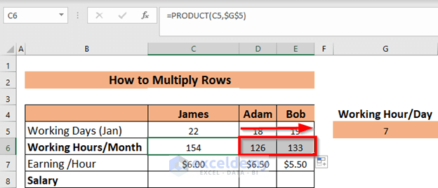 How to Multiply Rows in Excel