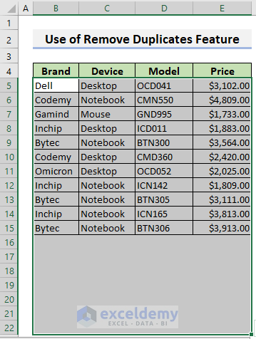 16-Removing duplicate rows in Excel
