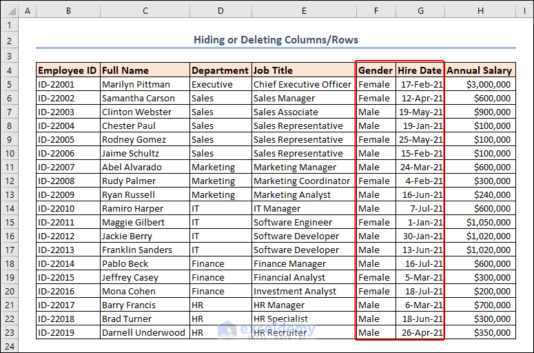 excess columns don't need to be printed in Excel