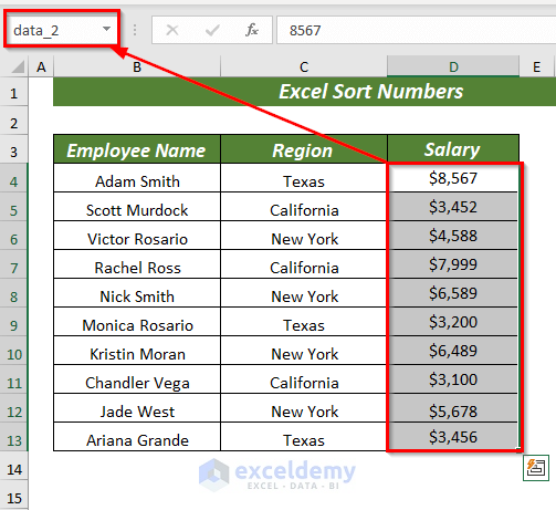 Using Excel Formula to Sort Numbers in Descending Order