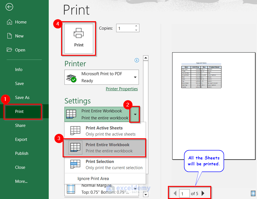 How to Print Multiple Sheets in Excel