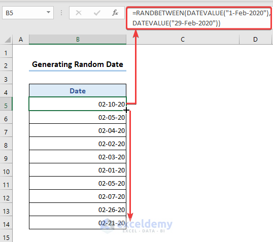 Creating random dates in Excel