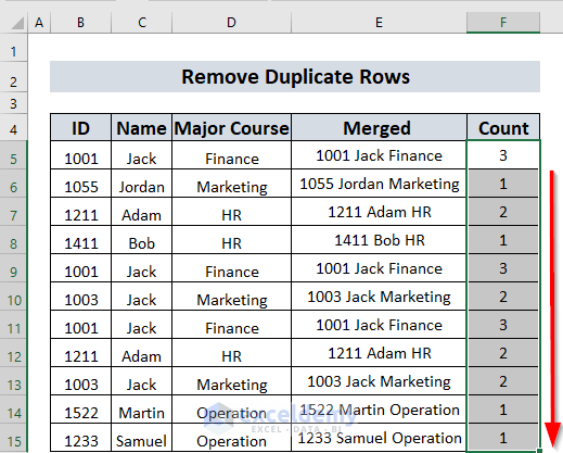 Remove Duplicate Rows using COUNTIF function 