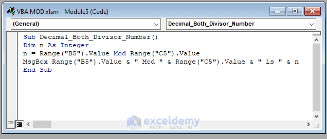 Using VBA MOD When Divisor & Number Both Decimal