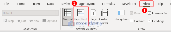 clicking on page break preview option