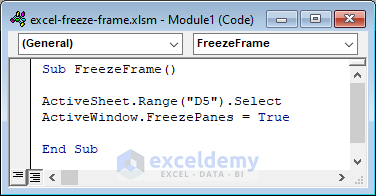 VBA code to freeze frame