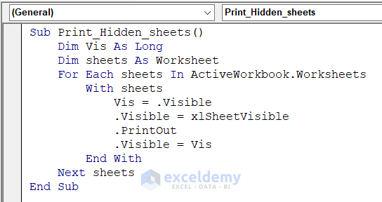 VBA Code to Print All Sheets Including Hidden Ones
