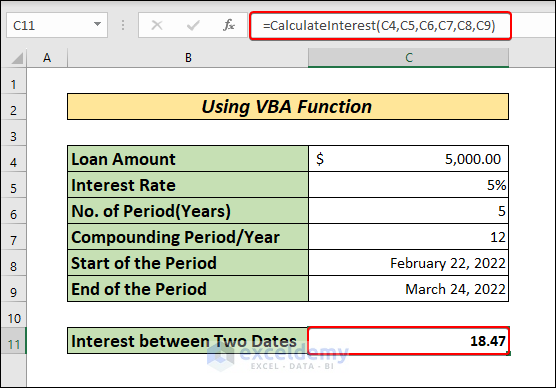 Entering VBA formula in C11
