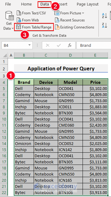 30-Choose From Table/Range from the Get and Transform Data group
