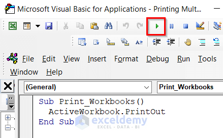 Running the VBA Code to Print Multiple Sheets