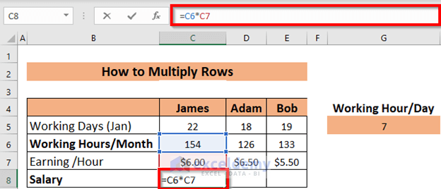 Multiplying Rows in Excel in Basic Way