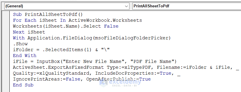 Converting Excel File into PDF File with VBA Code