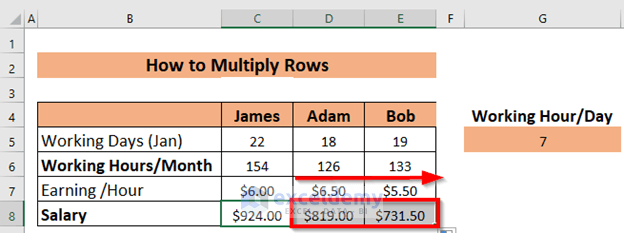 How Multiply Rows in Excel