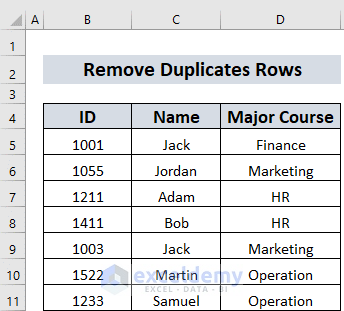Remove Duplicate Rows using Advanced Filter