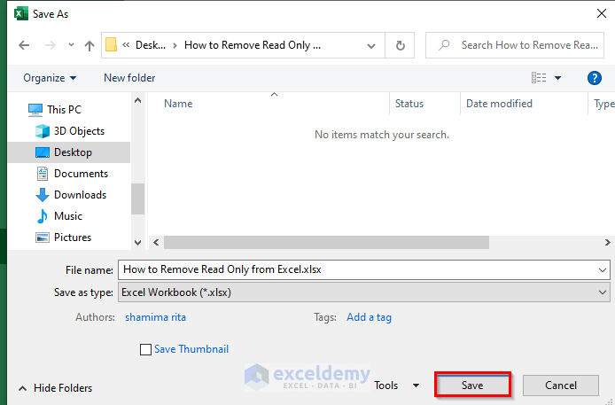 Remove Read Only from Excel Using Save As