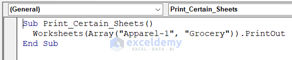Print Some Certain Sheets by Using VBA Code in Excel