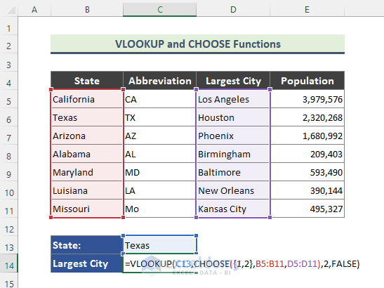 Advanced Lookup with Excel VLOOKUP and CHOOSE Functions