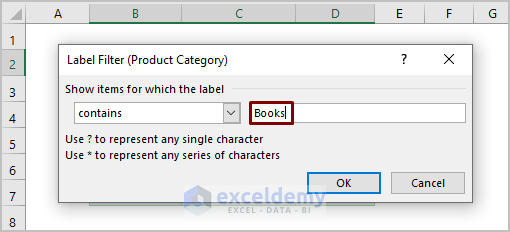 Applying Label Filters to Filter Excel Pivot Table