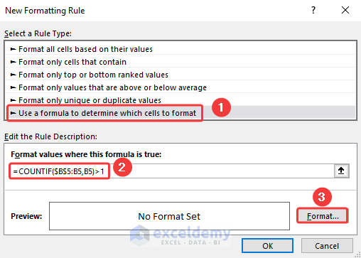 Assigning formula to the Formatting Rule