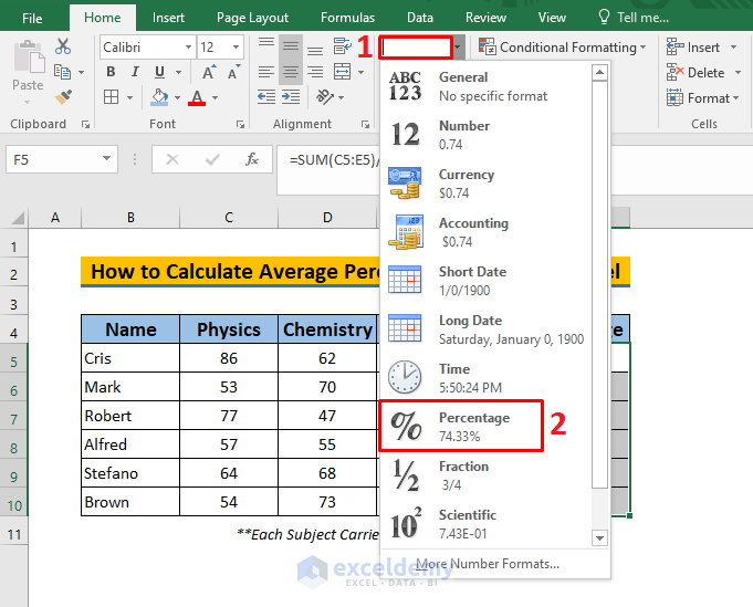How To Calculate Average Percentage Of Marks In Excel Top 4 Methods 