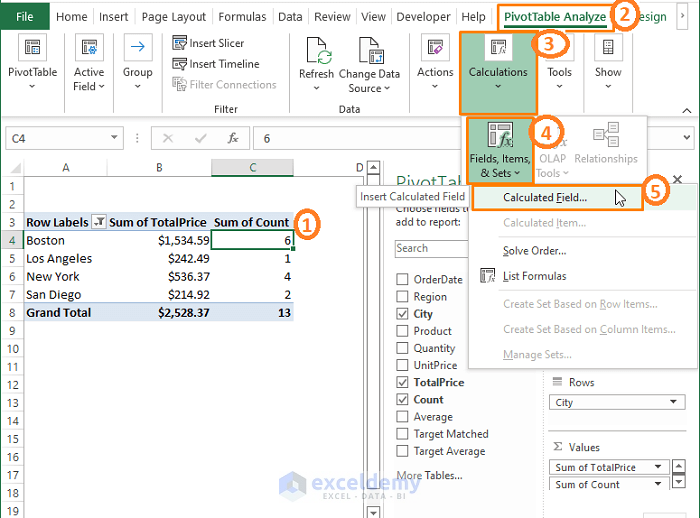 Caculated field-Pivot Table Calculated Field Sum Divided by Count