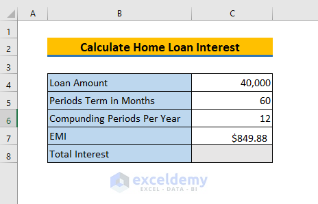 how to calculate home loan interest in excel