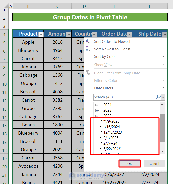 Cannot Group Dates in Pivot Table