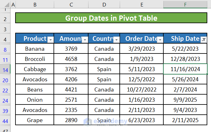 Corrected Filter Dates in Excel