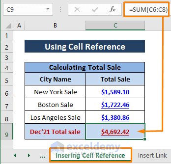 Inserting all cell links-Cell reference 1-Link Cell to Another Sheet
