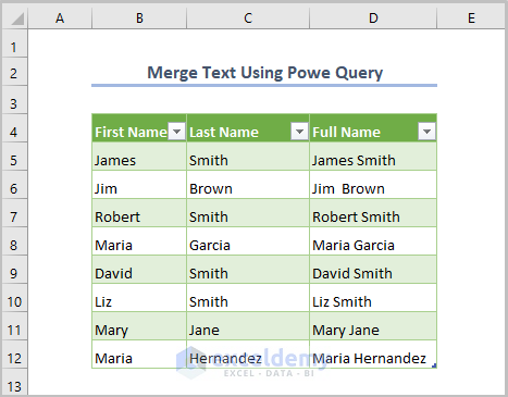Combine Text Using Power Query