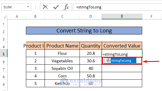 Convert String To Long User Function