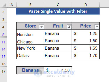 Paste a Value to the Required Cells with Filter in Excel