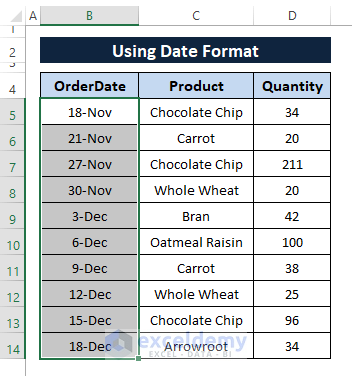 Date format result-How to Remove Year from Date in Excel