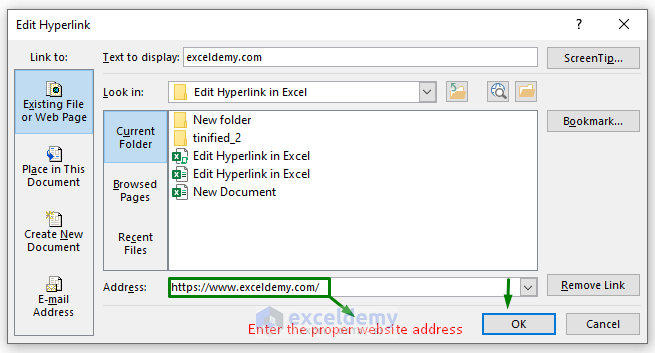 Edit Broken Hyperlink in Excel