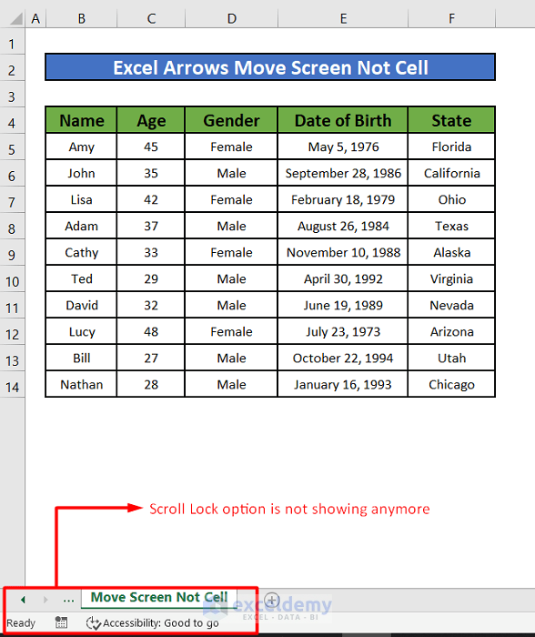 Excel Arrows Move Screen Not Cell