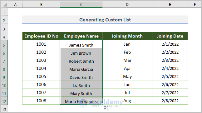 Excel AutoFill from List Generating Custom AutoFill List