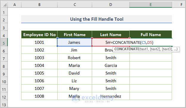 Excel AutoFill from List-Using CONCATENATE Function