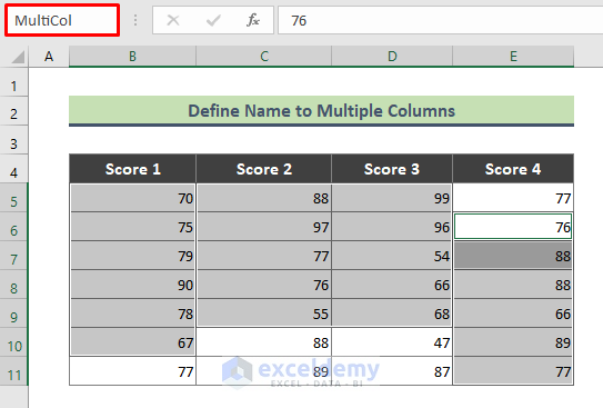 Define a Name to Multiple Columns and Then Get the Average