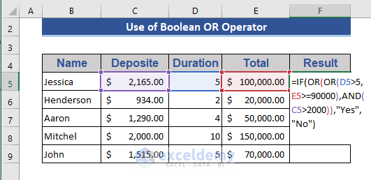 Boolean OR in Excel
