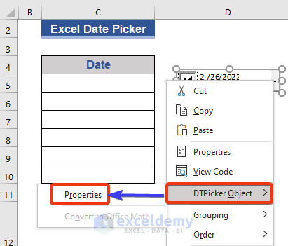 Link Date Picker with Desired Cell