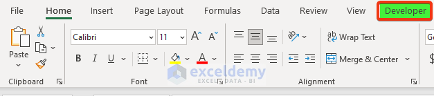 Add Developer Tab for Excel Date Picker