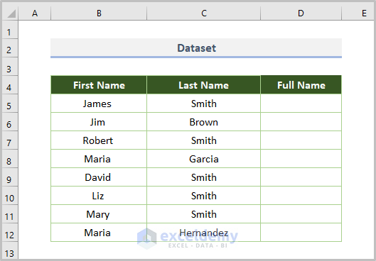 Excel Merge Text from Two Cells Dataset