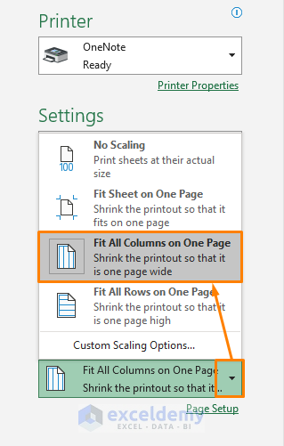 Excel Print Settings Fit All Columns on One Page