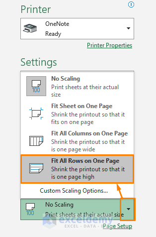 Excel Print Settings Fit All Rows on One Page