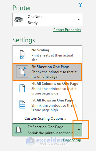 Excel Print Settings Fit Sheet on One Page
