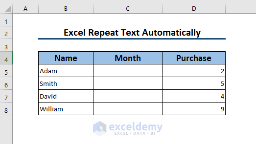 Excel Repeat Text Automatically